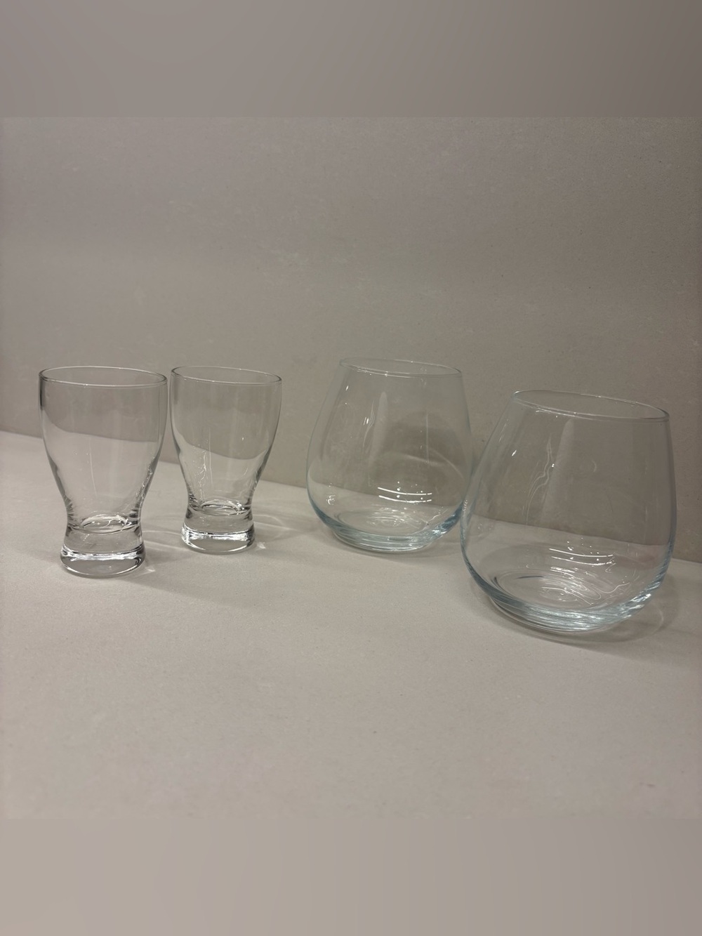 Modern Stemless Glass Wine Glasses and Sake Cup Set